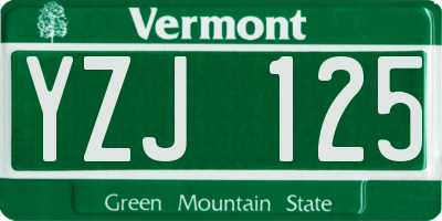 VT license plate YZJ125