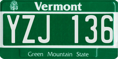 VT license plate YZJ136