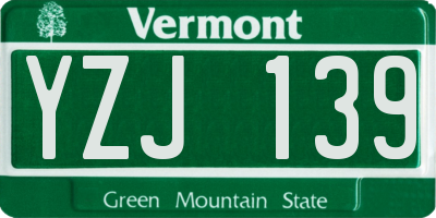VT license plate YZJ139