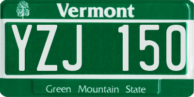 VT license plate YZJ150