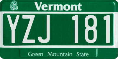 VT license plate YZJ181