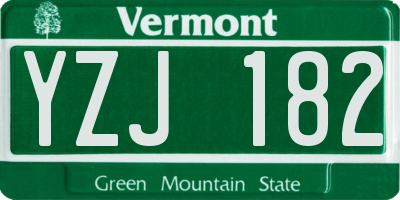 VT license plate YZJ182