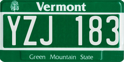 VT license plate YZJ183