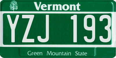VT license plate YZJ193