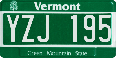 VT license plate YZJ195