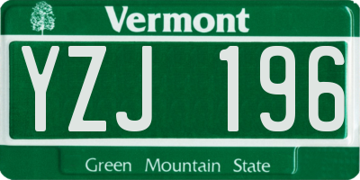 VT license plate YZJ196