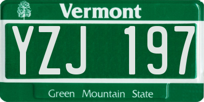 VT license plate YZJ197