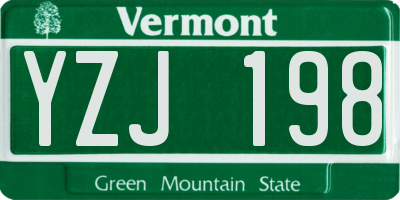 VT license plate YZJ198