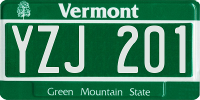 VT license plate YZJ201