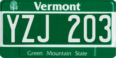 VT license plate YZJ203