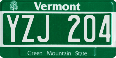 VT license plate YZJ204