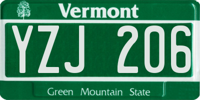 VT license plate YZJ206