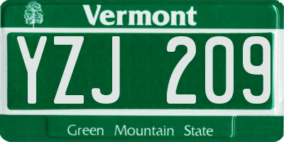 VT license plate YZJ209