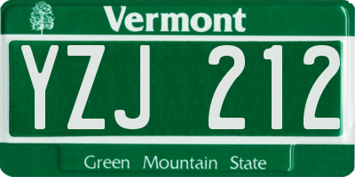 VT license plate YZJ212