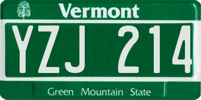 VT license plate YZJ214