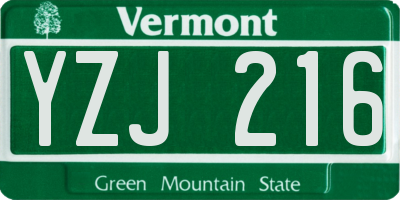 VT license plate YZJ216