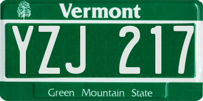 VT license plate YZJ217