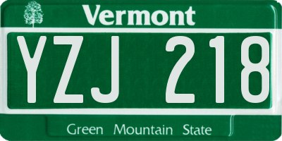 VT license plate YZJ218