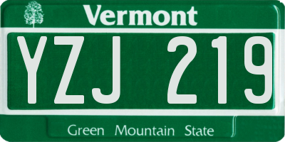 VT license plate YZJ219