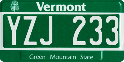 VT license plate YZJ233