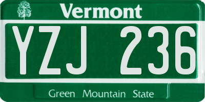 VT license plate YZJ236