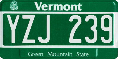 VT license plate YZJ239