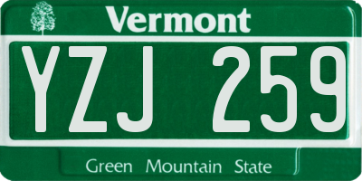 VT license plate YZJ259