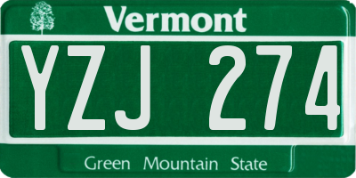 VT license plate YZJ274