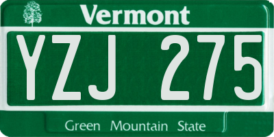 VT license plate YZJ275
