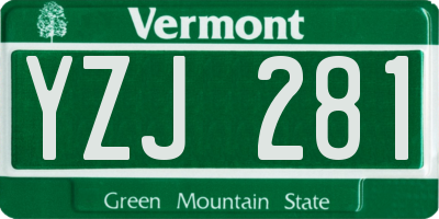 VT license plate YZJ281