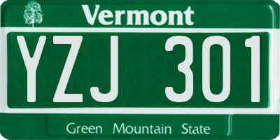 VT license plate YZJ301