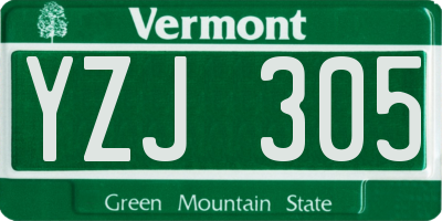 VT license plate YZJ305