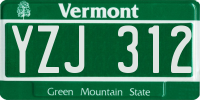 VT license plate YZJ312