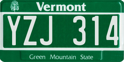 VT license plate YZJ314