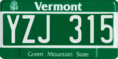 VT license plate YZJ315