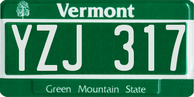 VT license plate YZJ317