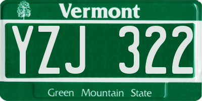 VT license plate YZJ322