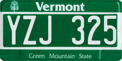 VT license plate YZJ325
