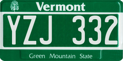VT license plate YZJ332