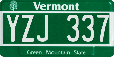 VT license plate YZJ337