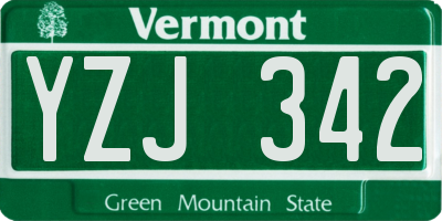 VT license plate YZJ342