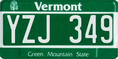 VT license plate YZJ349