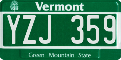VT license plate YZJ359