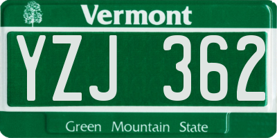 VT license plate YZJ362