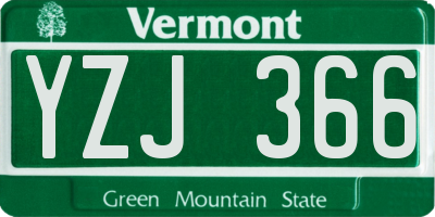 VT license plate YZJ366