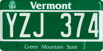 VT license plate YZJ374