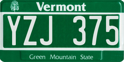 VT license plate YZJ375