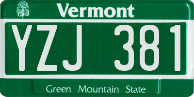 VT license plate YZJ381