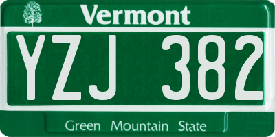 VT license plate YZJ382