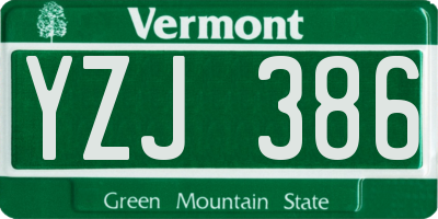 VT license plate YZJ386